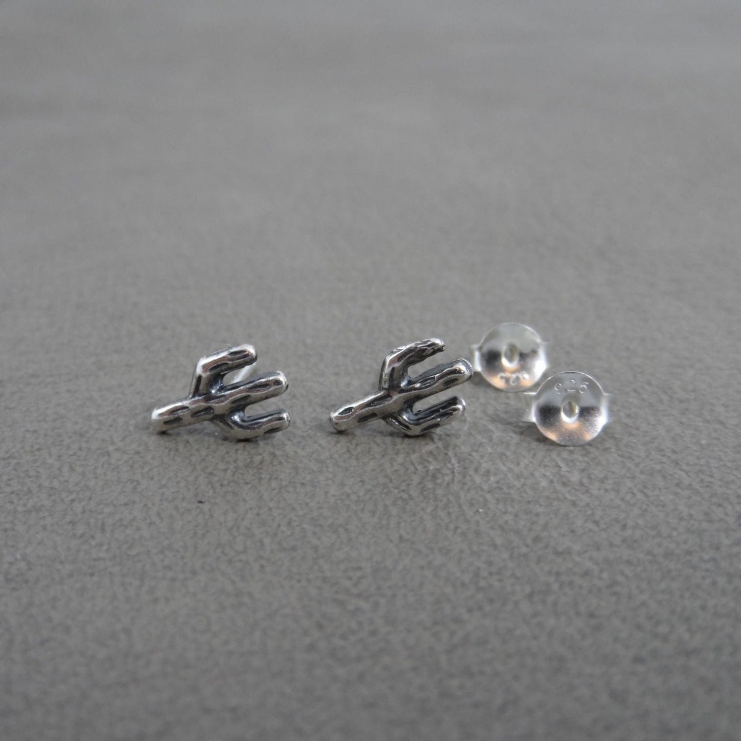 Mini Saguaro Cactus Earrings in Sterling Silver