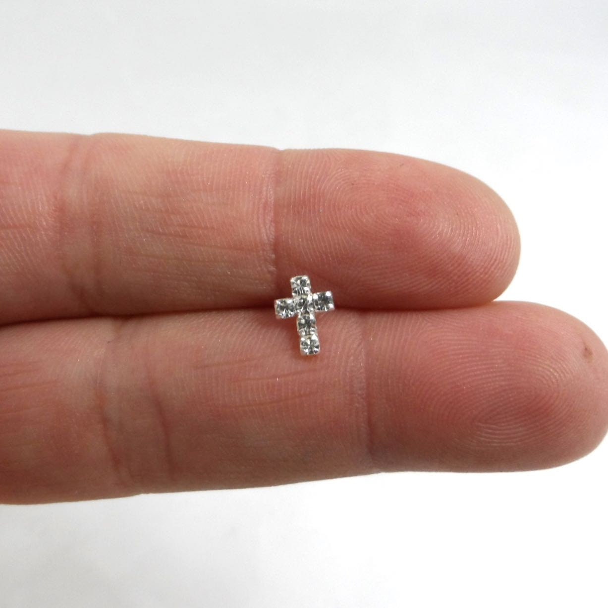 SINGLE Cross Stud Earring in Sterling Silver