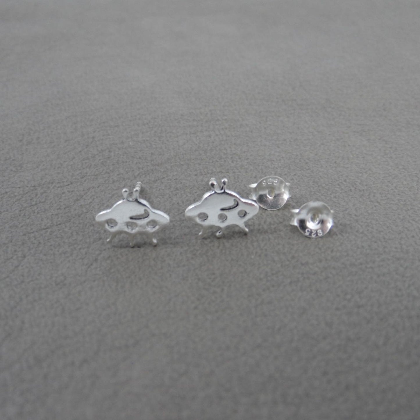 UFO Earrings in Sterling Silver, Alien Earrings, UFO Studs, Silver Alien Earrings, Kids Earrings, Girls Earrings, Gift for Her, Dainty Studs