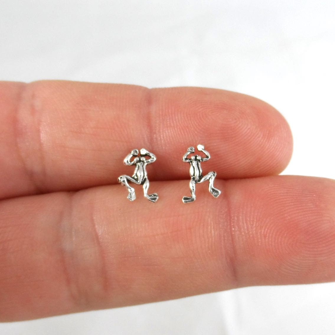 Frog Earrings in Sterling Silver