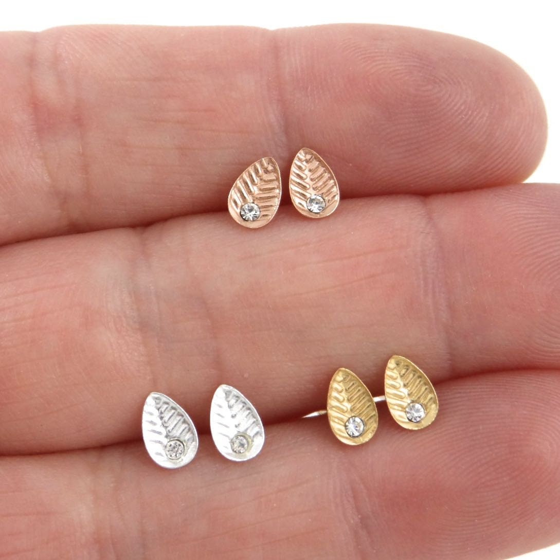 Tiny Leaf Earrings in Sterling Silver, Leaf Earrings, Dainty Studs, Leaves Earrings, Minimalist Earring, Tiny Leaf Studs, Kids Earrings