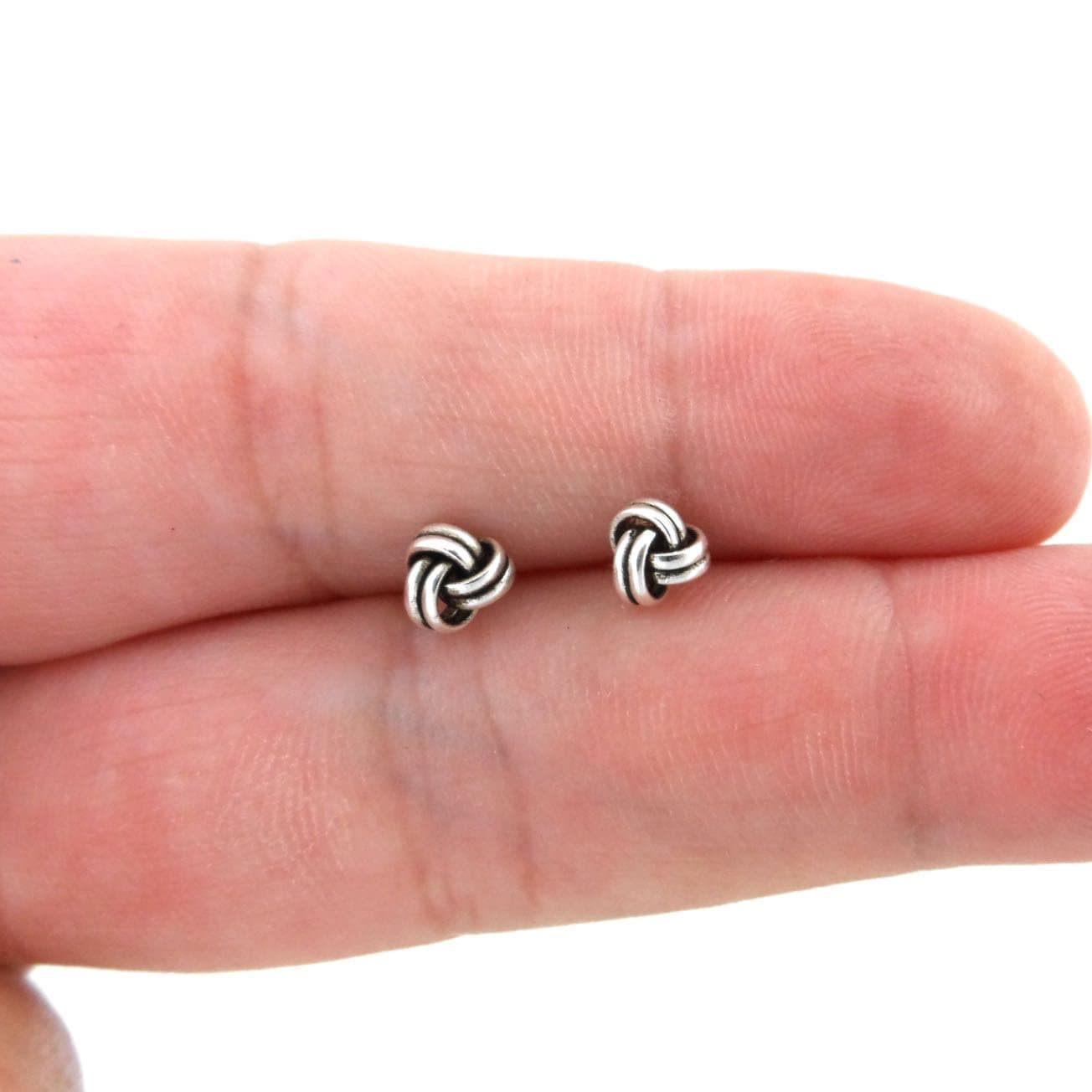 Knot Stud Earrings in Sterling Silver, Tiny Knot Earrings, Silver Knot Studs, 6mm Studs, Dainty Earrings,Minimalist Earrings,Silver Earrings