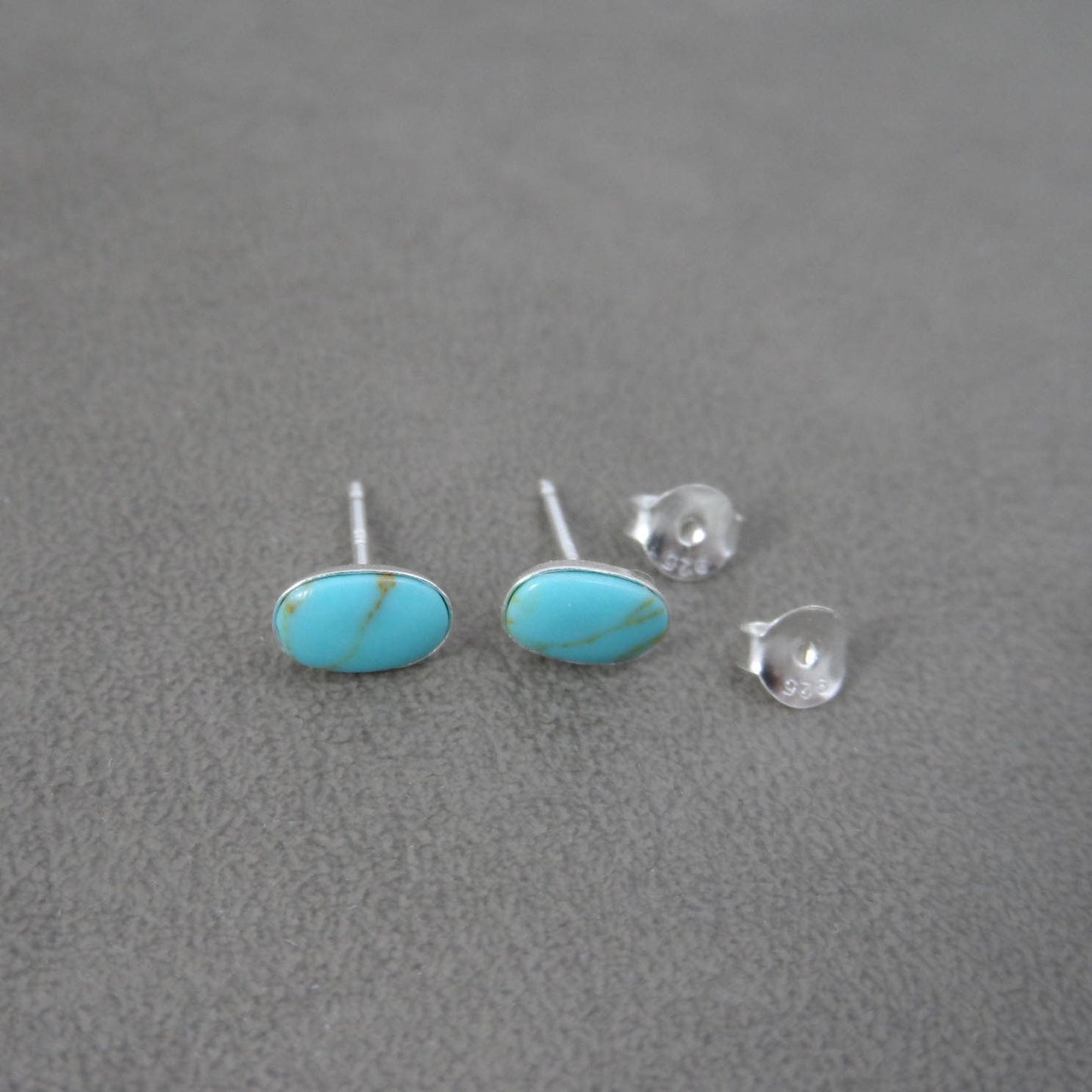Turquoise Stud Earrings in Sterling Silver, Turquoise Earrings, Oval Turquoise Earrings, Minimalist Earrings, Turquoise Stone Studs