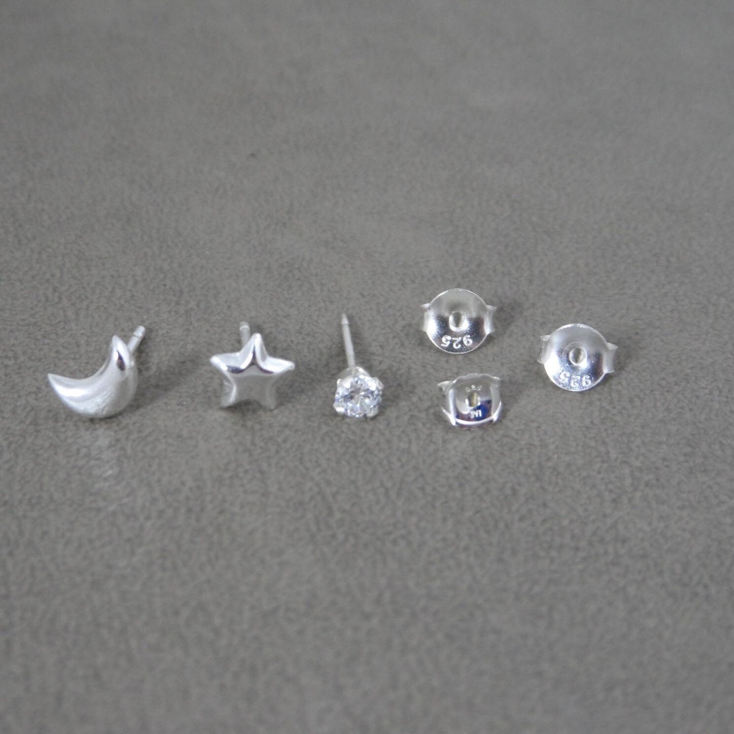 3 SINGLE Star & Moon Studs
