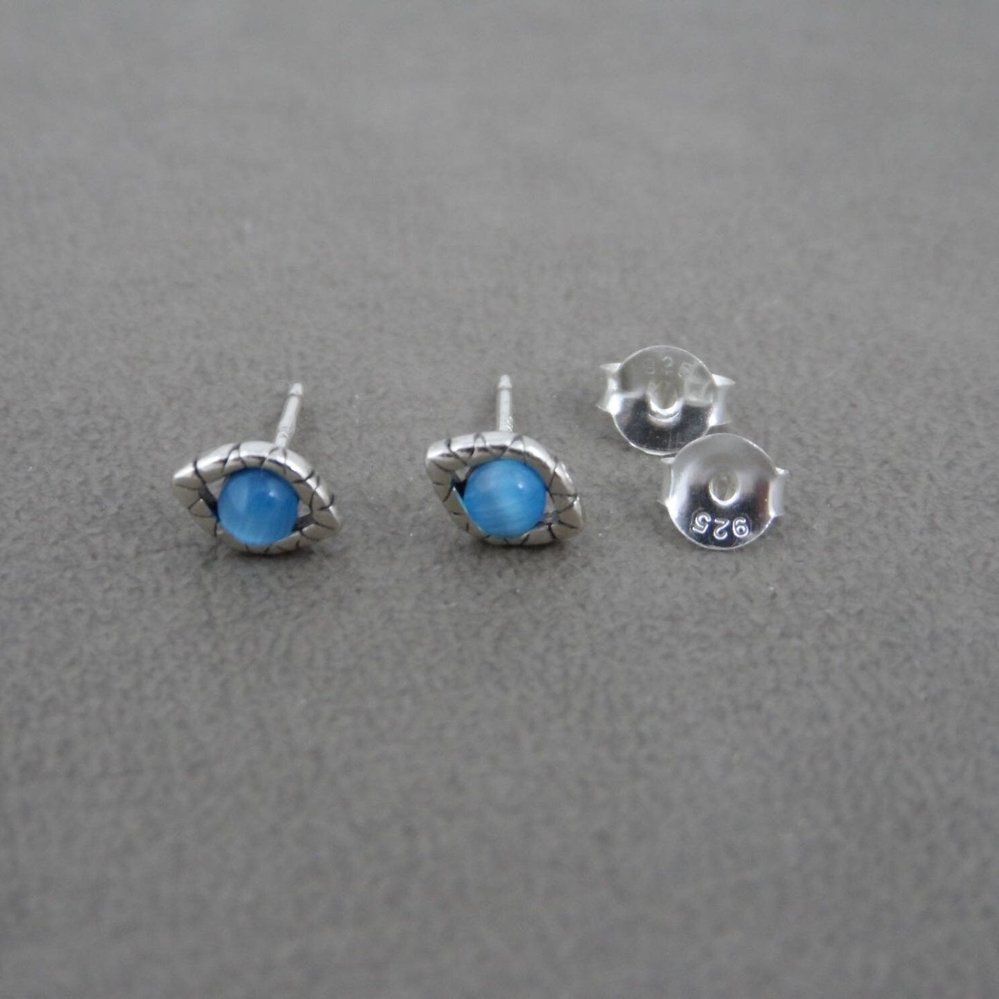 Tiny Evil Eye Stud Earrings in Sterling Silver, Evil Eye Earrings, Tiny Studs, Cartilage Studs, Minimalist Earring, Multiple Piercings