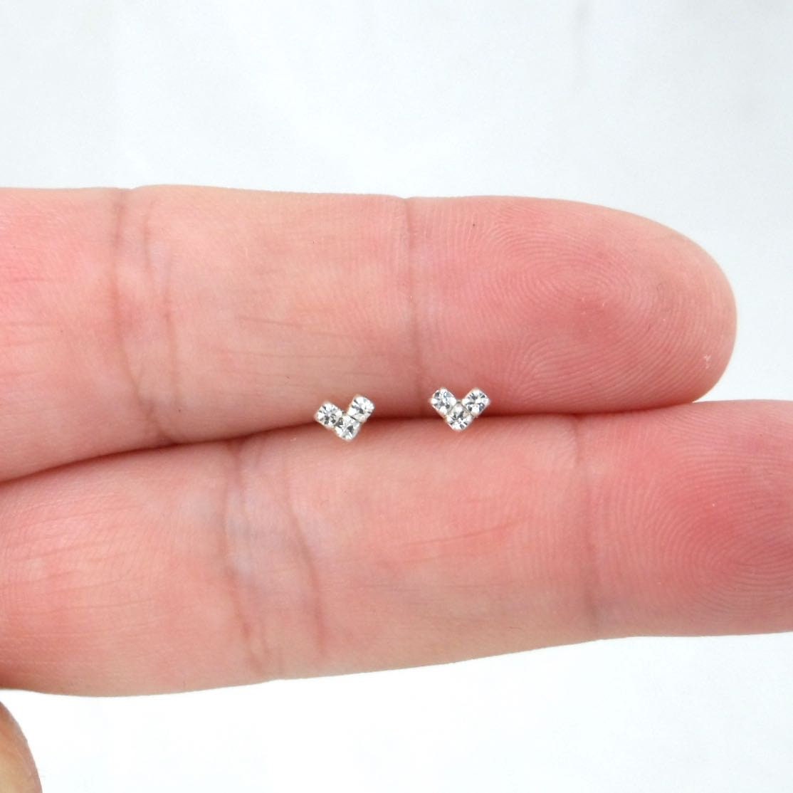 Tiny Heart Earrings in Sterling Silver, Heart Earrings, Dainty Studs, Heart Studs, CZ Earrings, Dainty Earrings, Girls Earrings,Gift for Her
