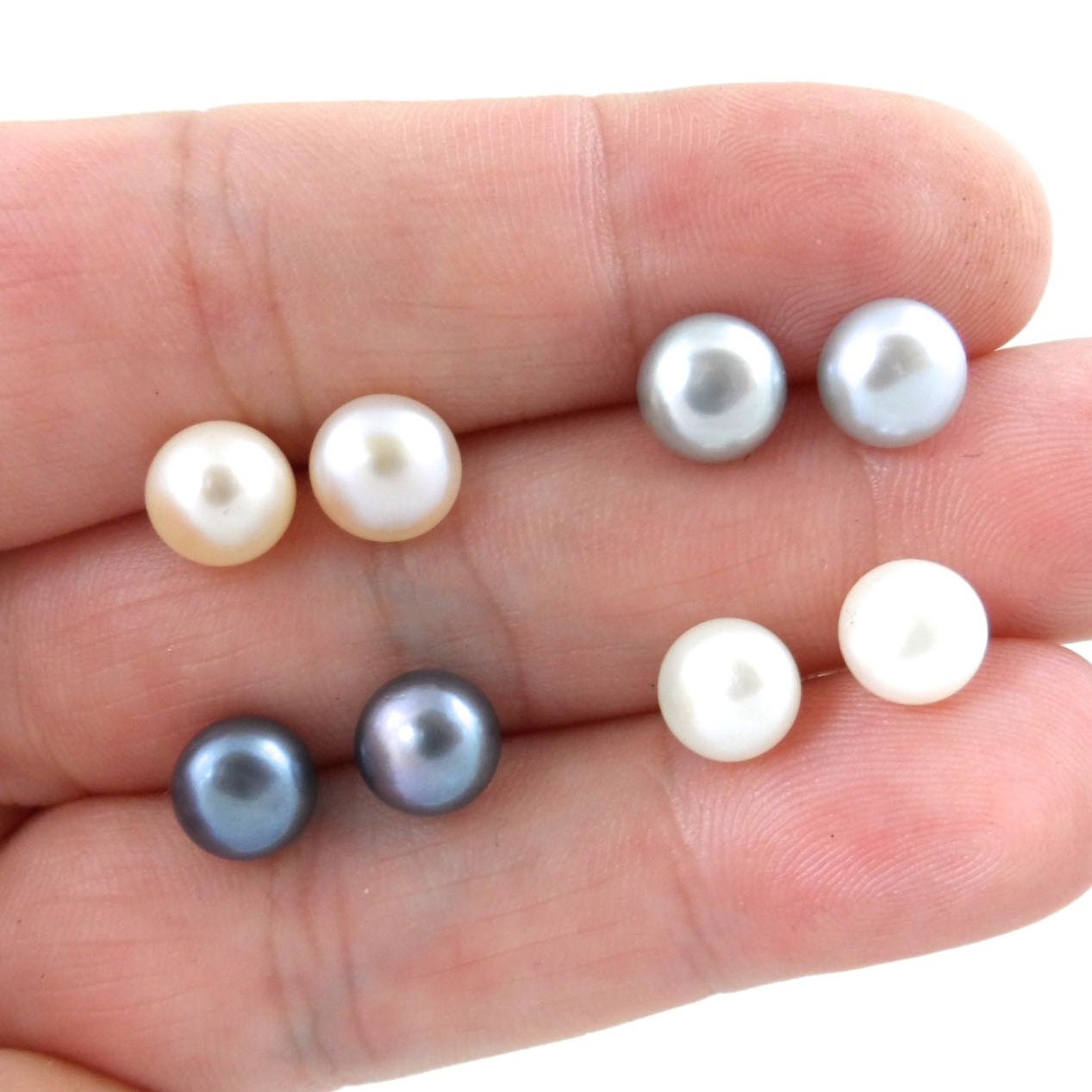 Pink Freshwater Pearl Earrings in Sterling Silver