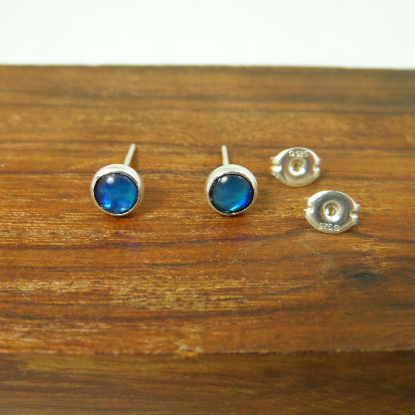 Paua Shell Sterling Silver Earrings-5mm