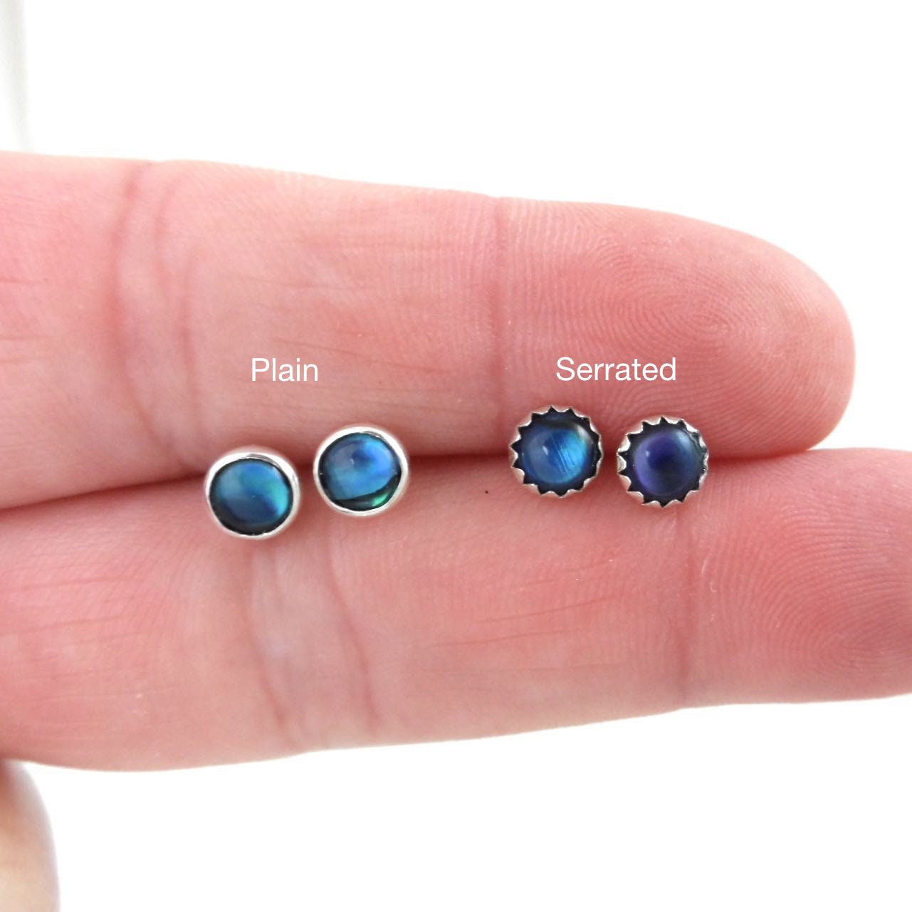 Paua Shell Sterling Silver Earrings-5mm