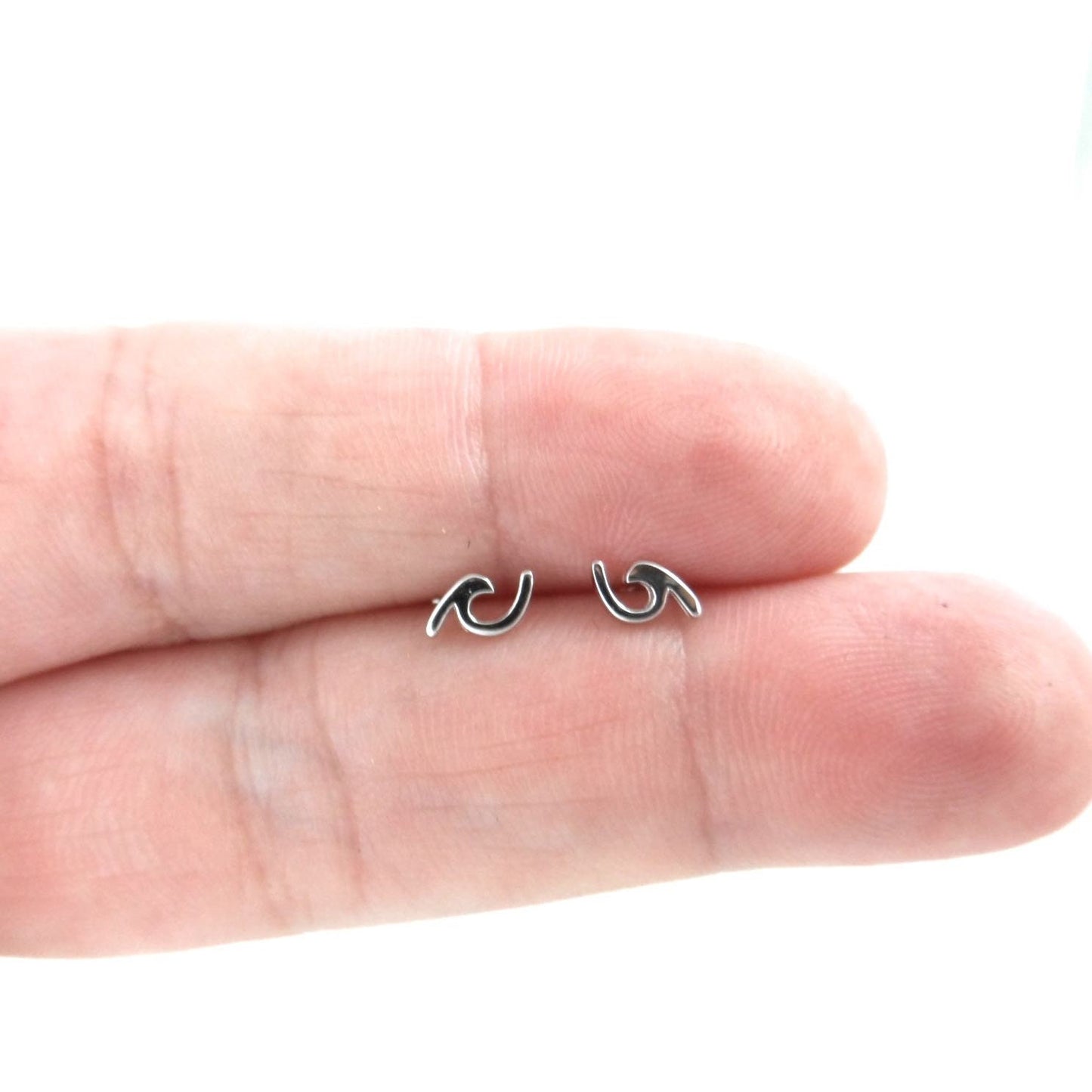 Wave Earrings in Sterling Silver, Wave Earrings, Wave Studs,Ocean Sterling Silver Earrings, Outdoor Earrings, Surfer Earrings, Surfer Studs