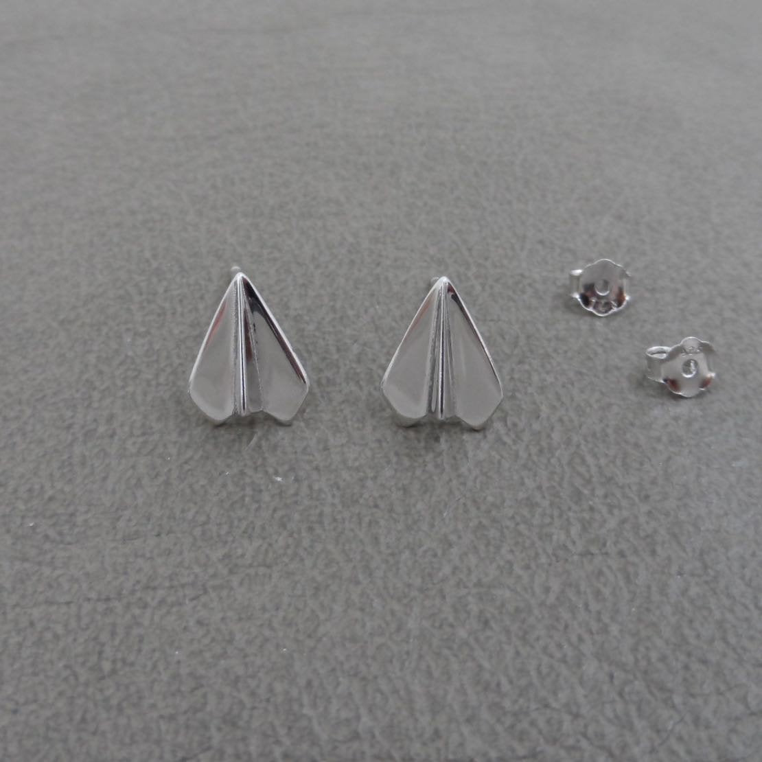 Paper Airplane Stud Earrings in Sterling Silver