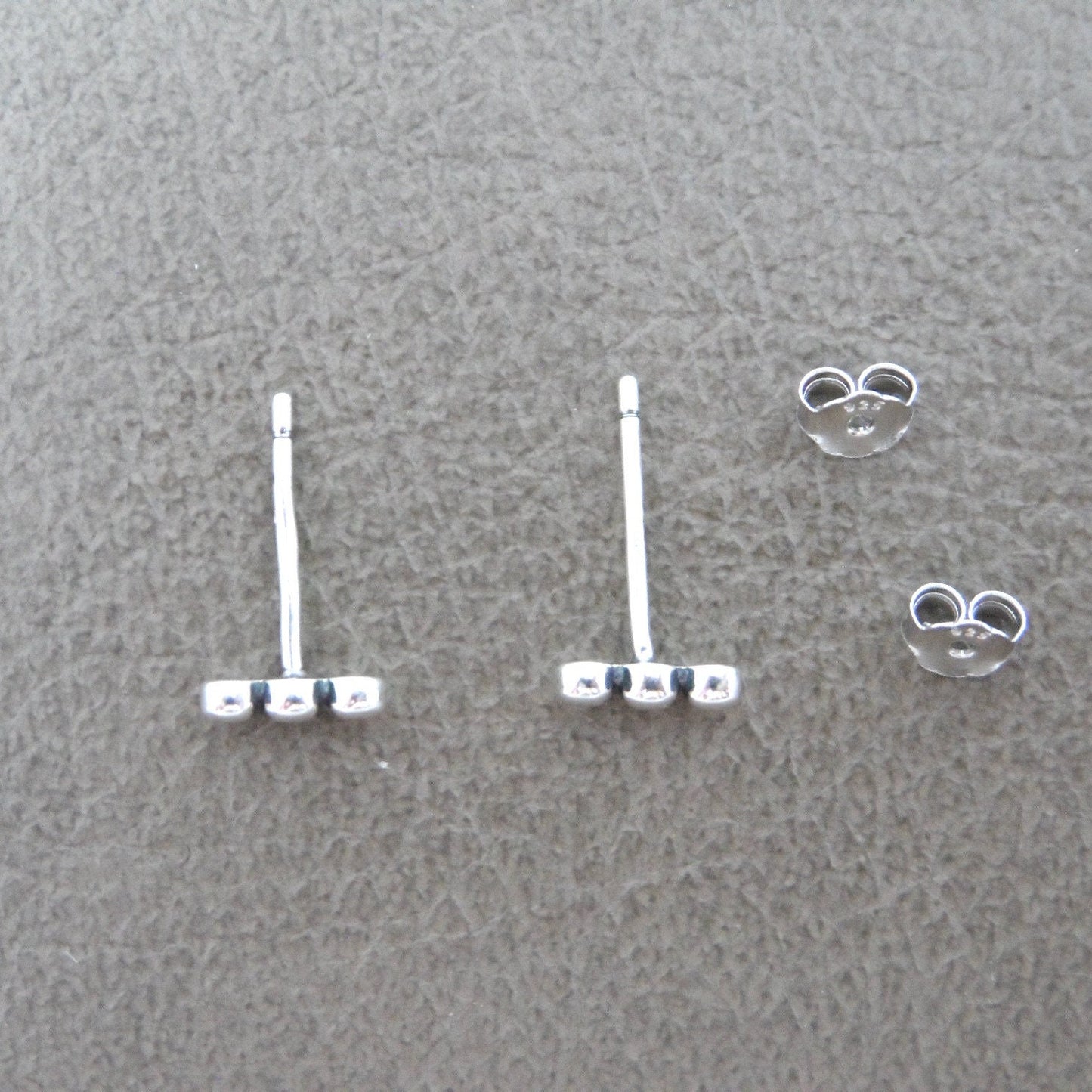 Dotted Bar Stud Earrings in Sterling Silver