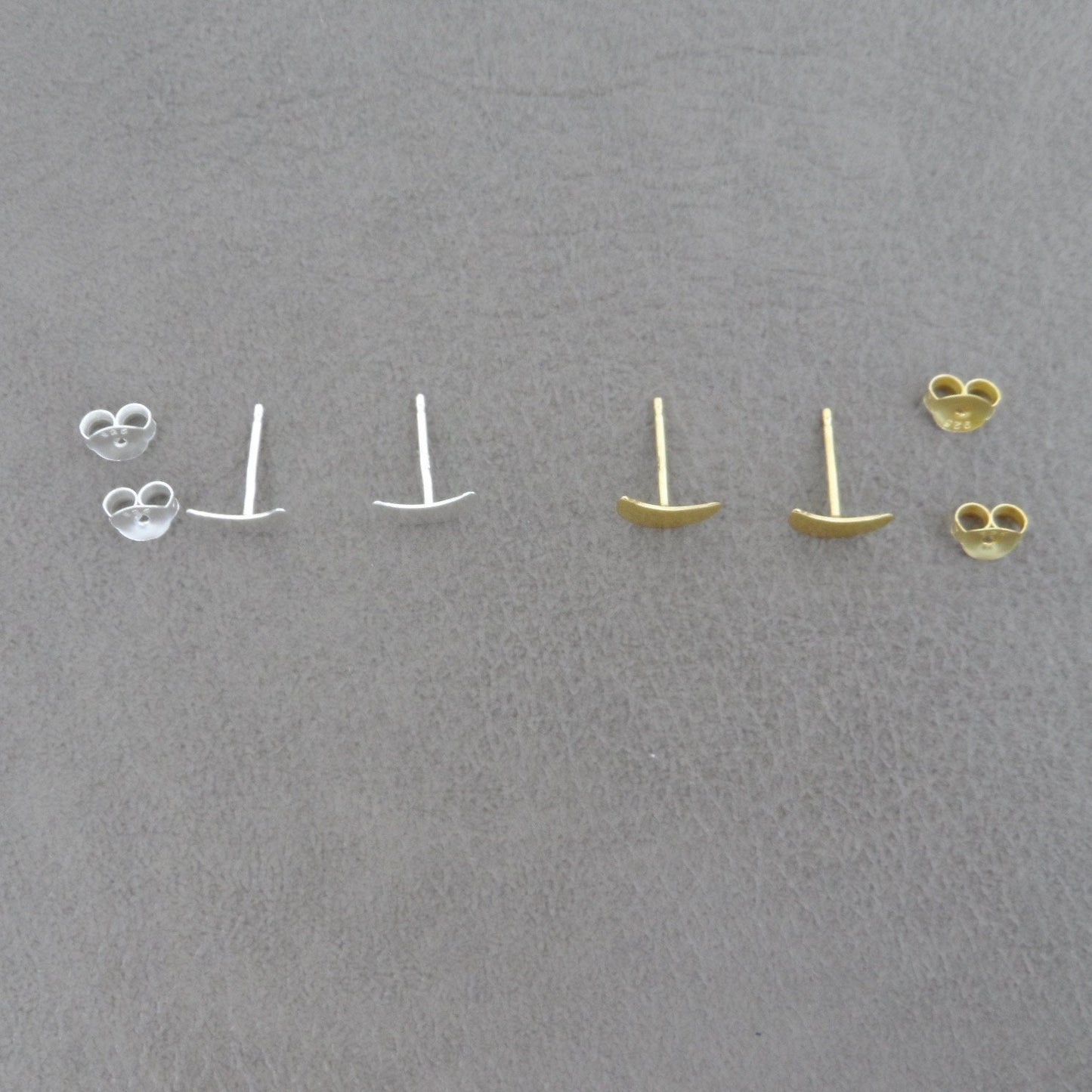 Crescent Moon Earrings in Sterling Silver-Silver/Gold