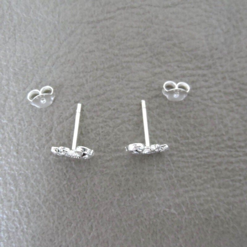 Tiny Lizard Earrings in Sterling Silver, Gecko Studs, Silver Lizard Stud, Multiple Piercings, Tiny Lizard Studs, Animal Earrings