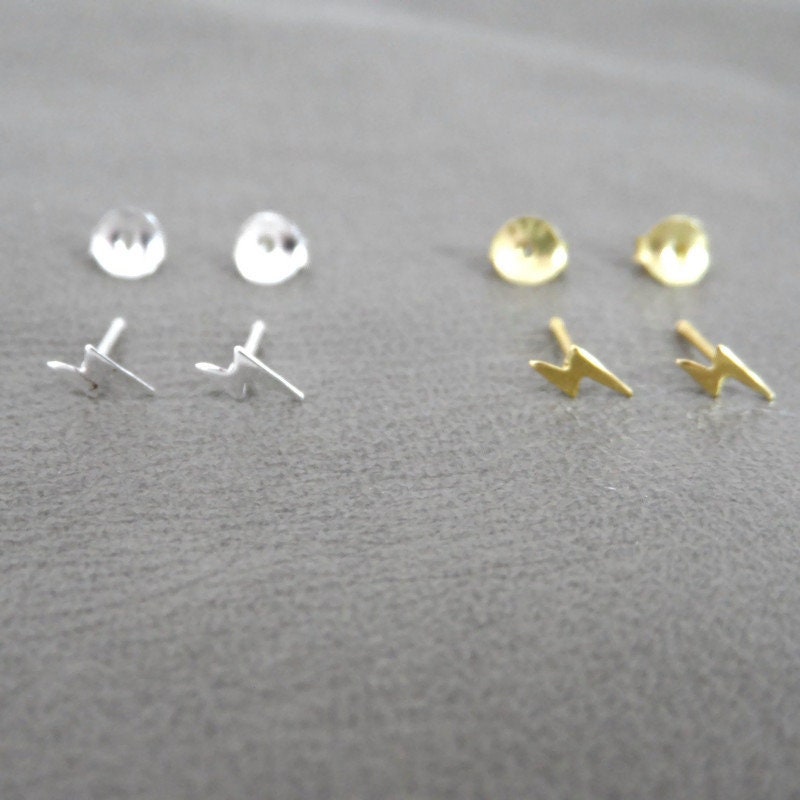 Tiny Lightning Bolt Silver Stud Earrings, Lightning Bolt Earrings, Tiny Studs, Cartilage Studs, Multiple Piercings, Tiny Earrings, 925 studs
