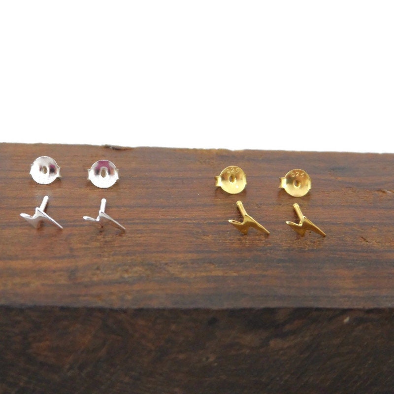 Tiny Lightning Bolt Silver Stud Earrings, Lightning Bolt Earrings, Tiny Studs, Cartilage Studs, Multiple Piercings, Tiny Earrings, 925 studs