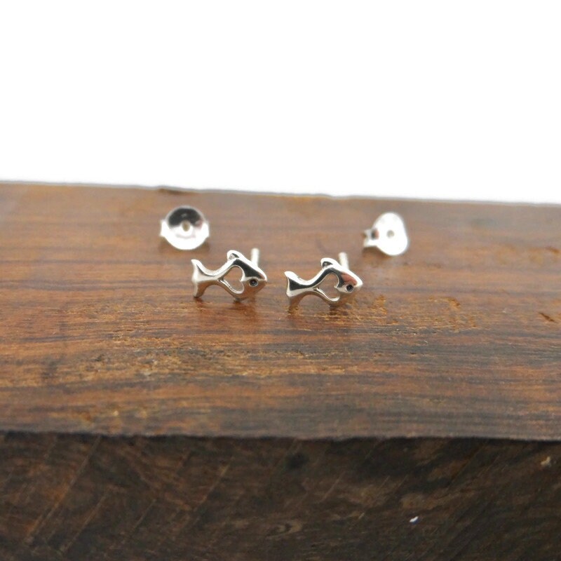Tiny Fish Earrings in Sterling Silver, Fish Studs, Kids Earrings, Tiny Fish Studs, Baby Fish, Fish Earrings, Ocean Earrings