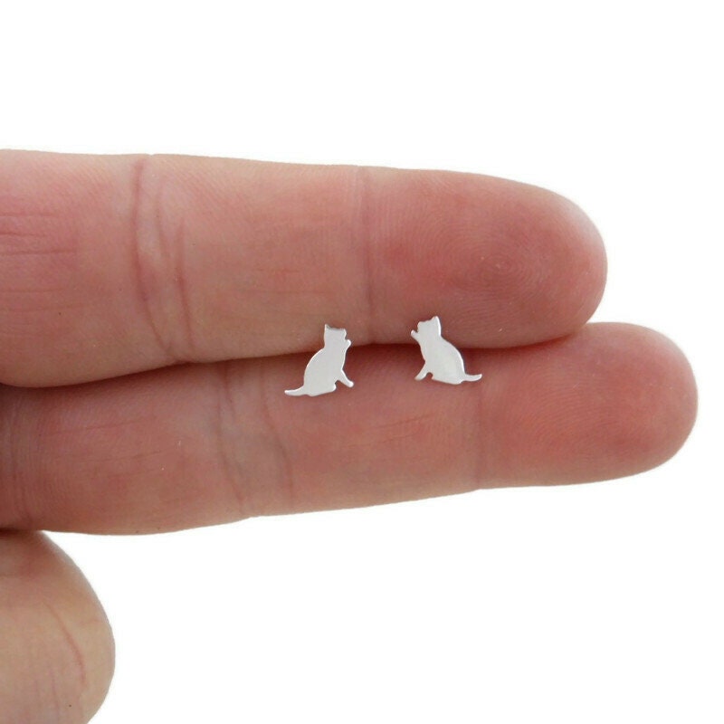 Playing Cat Earrings in Sterling Silver