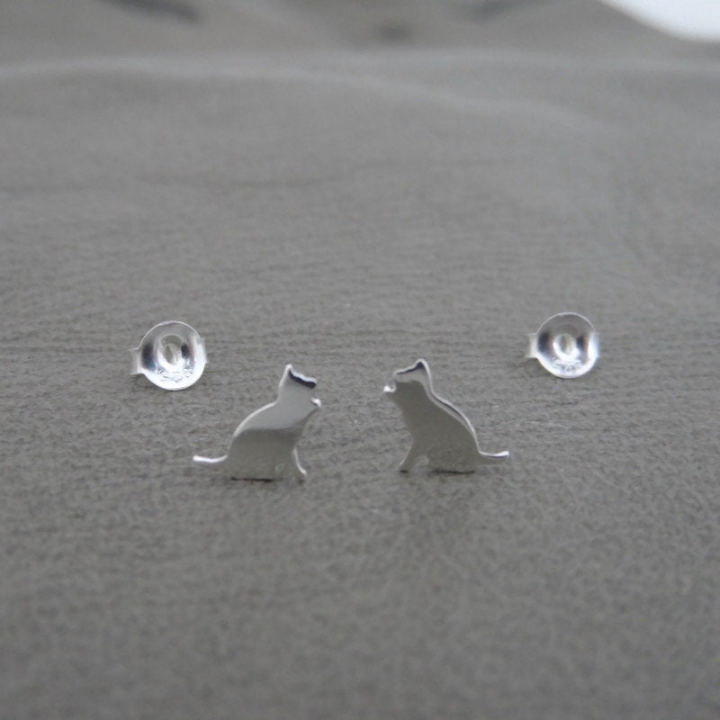 Playing Cat Earrings in Sterling Silver