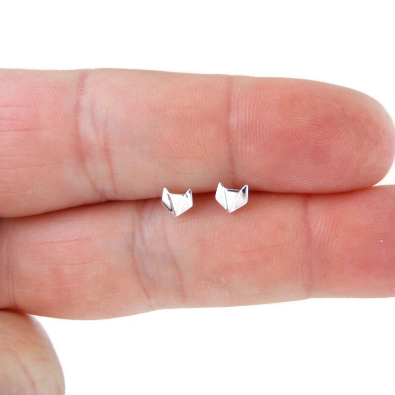 Tiny Fox Earrings in Sterling Silver, Fox Earrings, Fox Stud Earrings,Animal Stud Earrings, Kids Earrings, Animal Earrings,Gift for Her