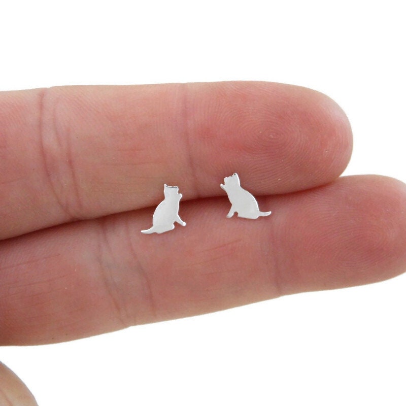 Playing Cat Earrings in Sterling Silver