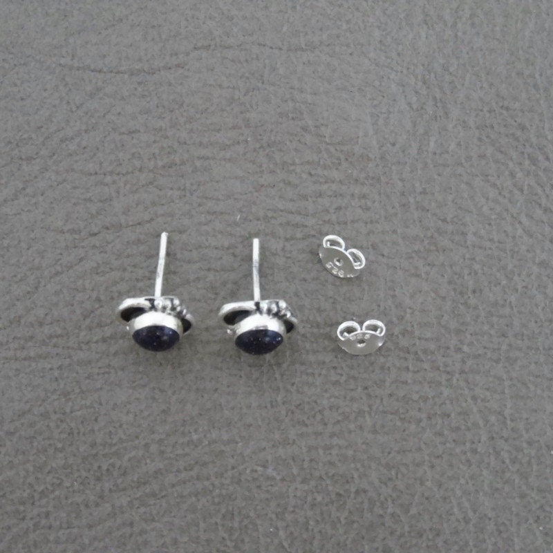 Black Aventurine Ornate Earrings in Sterling Silver