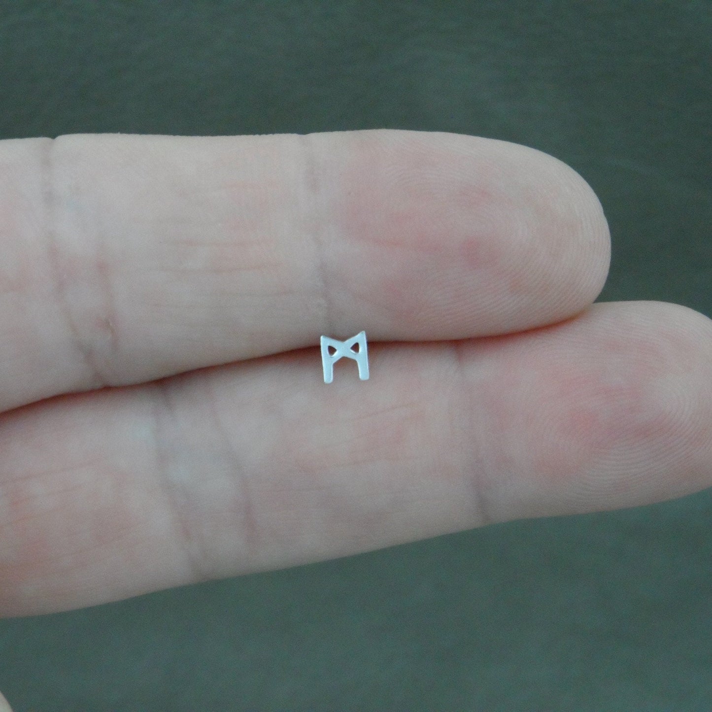 Tiny Mannaz Rune Nose Stud in Sterling Silver, Mannaz Jewelry, Viking Jewelry, Rune Nose Stud, Rune Jewelry, Tiny Nose Stud, Body Piercing