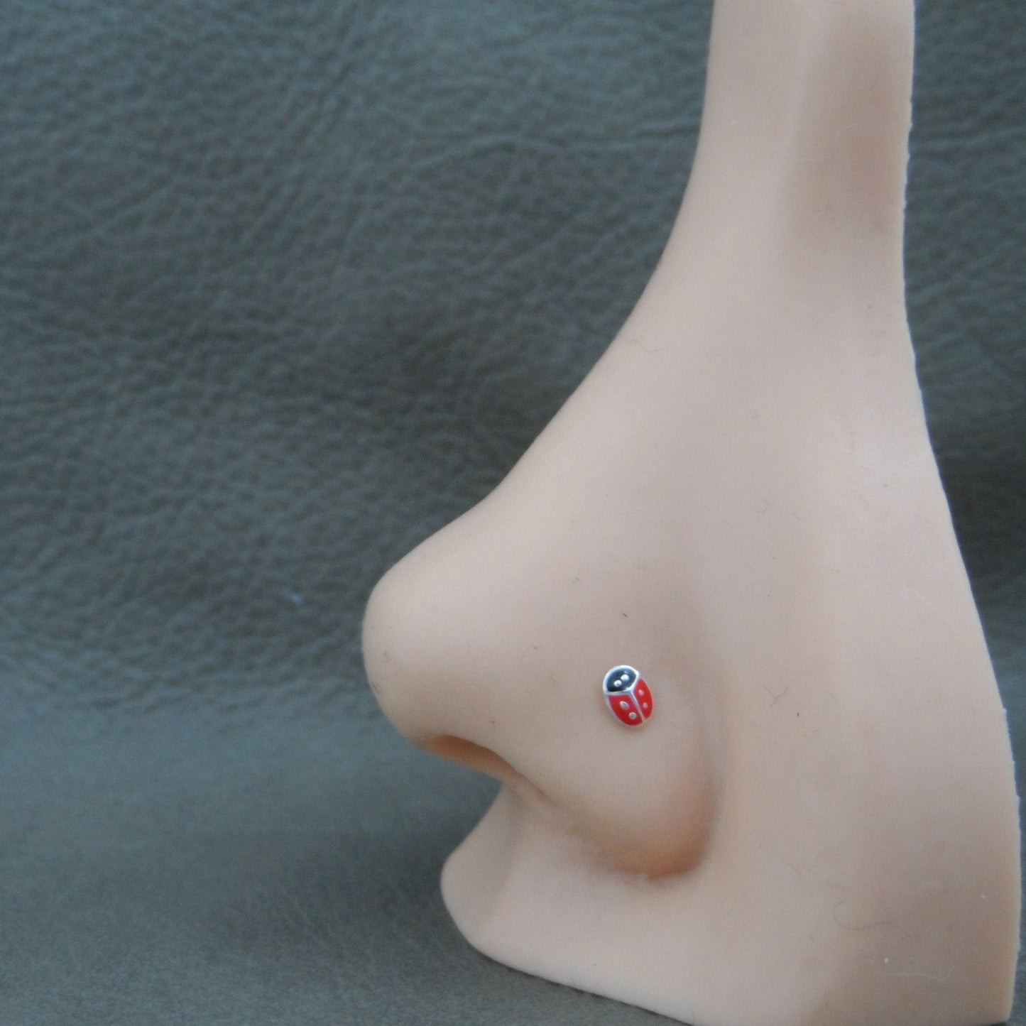 Tiny Lady Bug Nose Stud in Sterling Silver, Ladybug Nose Stud, Ladybug Jewelry, Silver Nose Stud, Tiny Nose Stud, Body Piercing