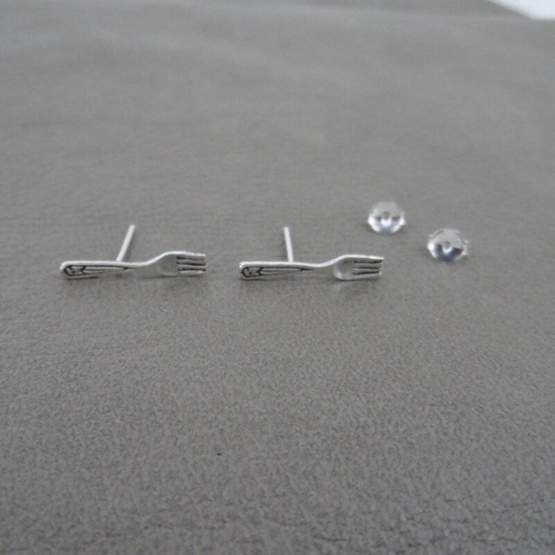 Tiny Fork Earrings Sterling Silver, Fork Silver Earrings, Cutlery Studs, Fork Studs, Cutlery Earrings, Dainty Earrings, Chef Gift