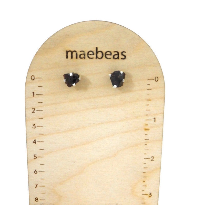 Garnet Gemstone Raw Earrings in Sterling Silver