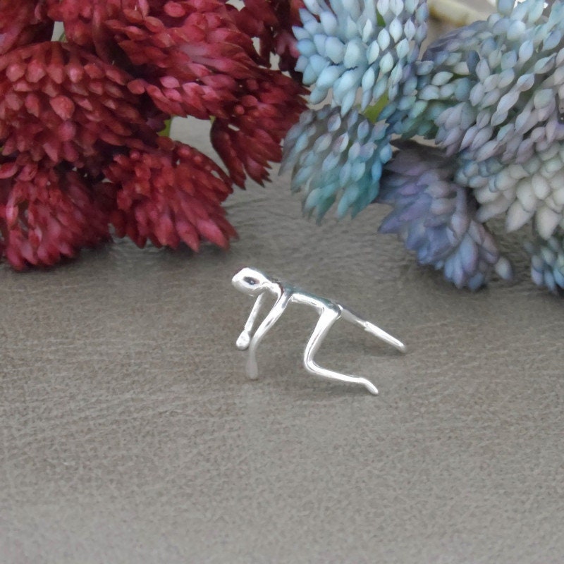 Tiny Person Ear Cuff in Sterling Silver, No Piercing Ear Cuff, Tiny Person Cuff, Person Earrings, Fake Ear Cuff, Sterling Silver Cuff