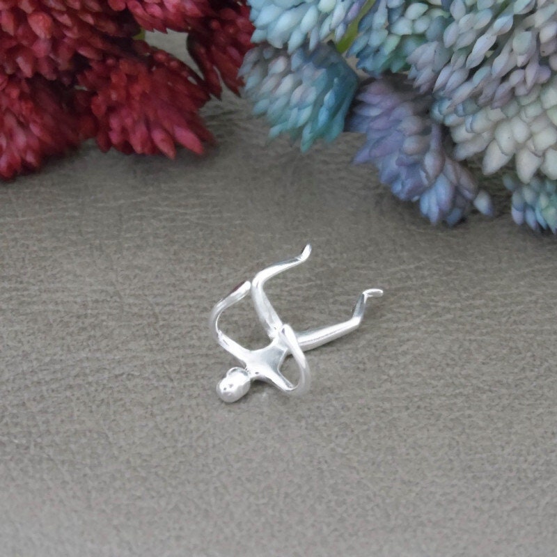 Tiny Person Ear Cuff in Sterling Silver, No Piercing Ear Cuff, Tiny Person Cuff, Person Earrings, Fake Ear Cuff, Sterling Silver Cuff