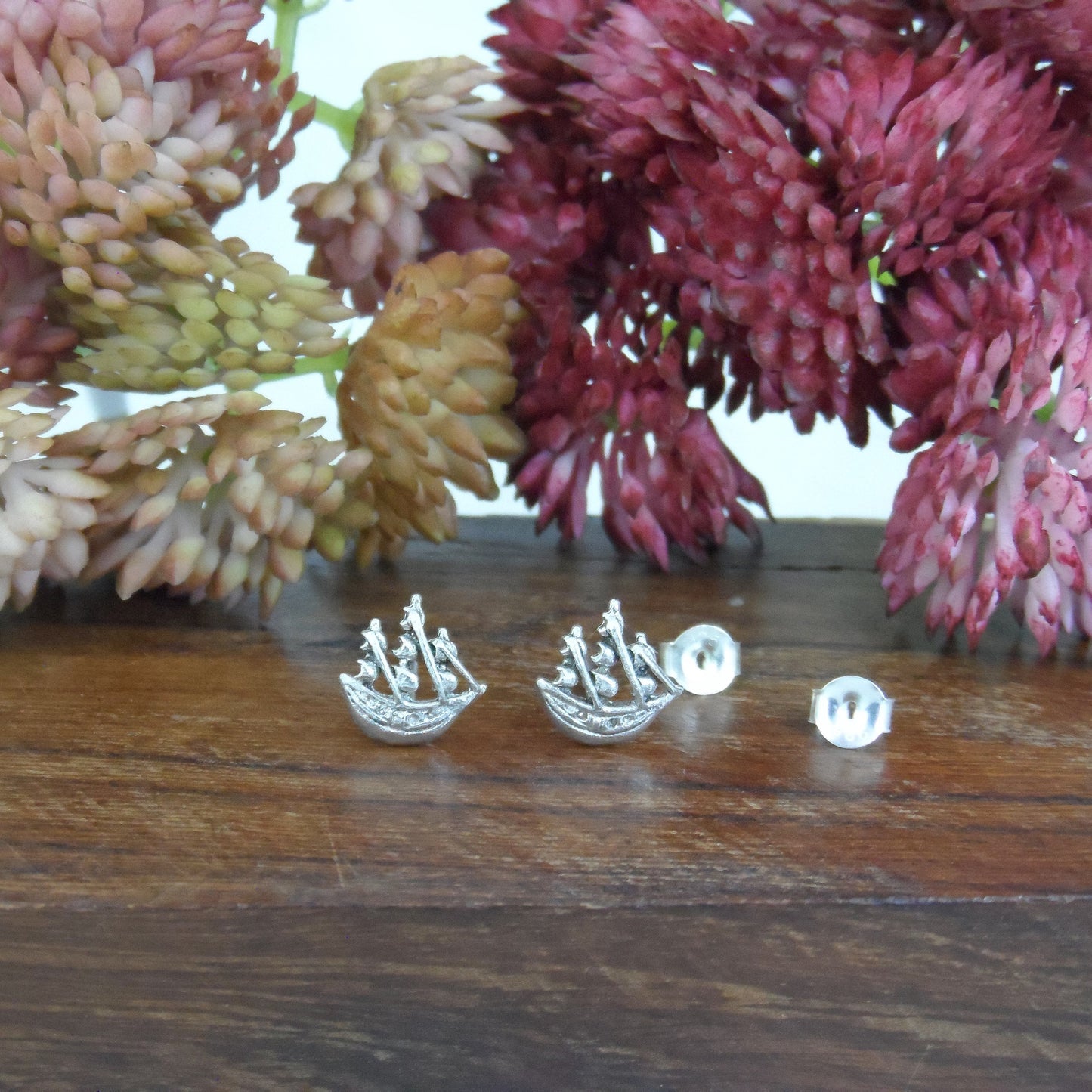 Pirate Ship Earrings in Sterling Silve