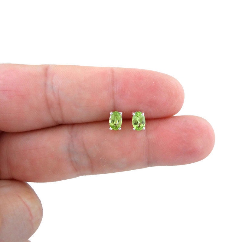 Peridot Oval Sterling Silver Earrings