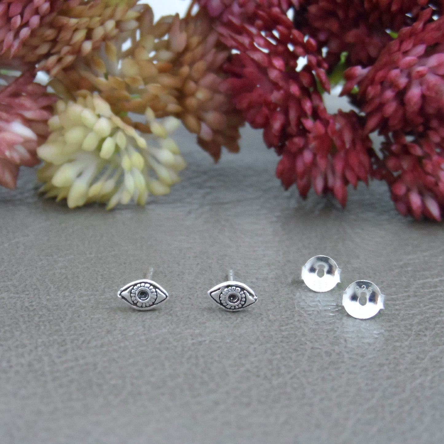 Tiny Evil Eye Earrings in Sterling Silver, All seeing Eye Jewelry, Egyptian Eye Earrings, Sterling Silver Eye Earring, Eye Jewelry