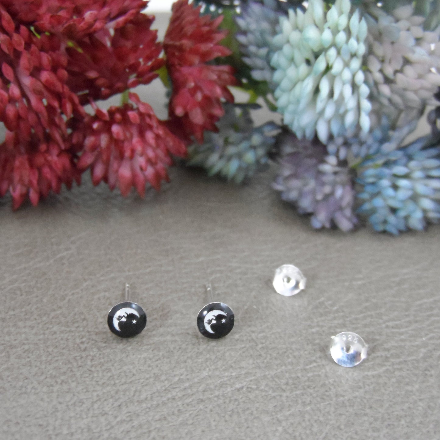 Tiny Moon & Star Earrings in Sterling Silver, Star Earrings, Moon Earrings, Tiny Studs, Celestial Earrings,Moon Jewelry, Dainty Earrings