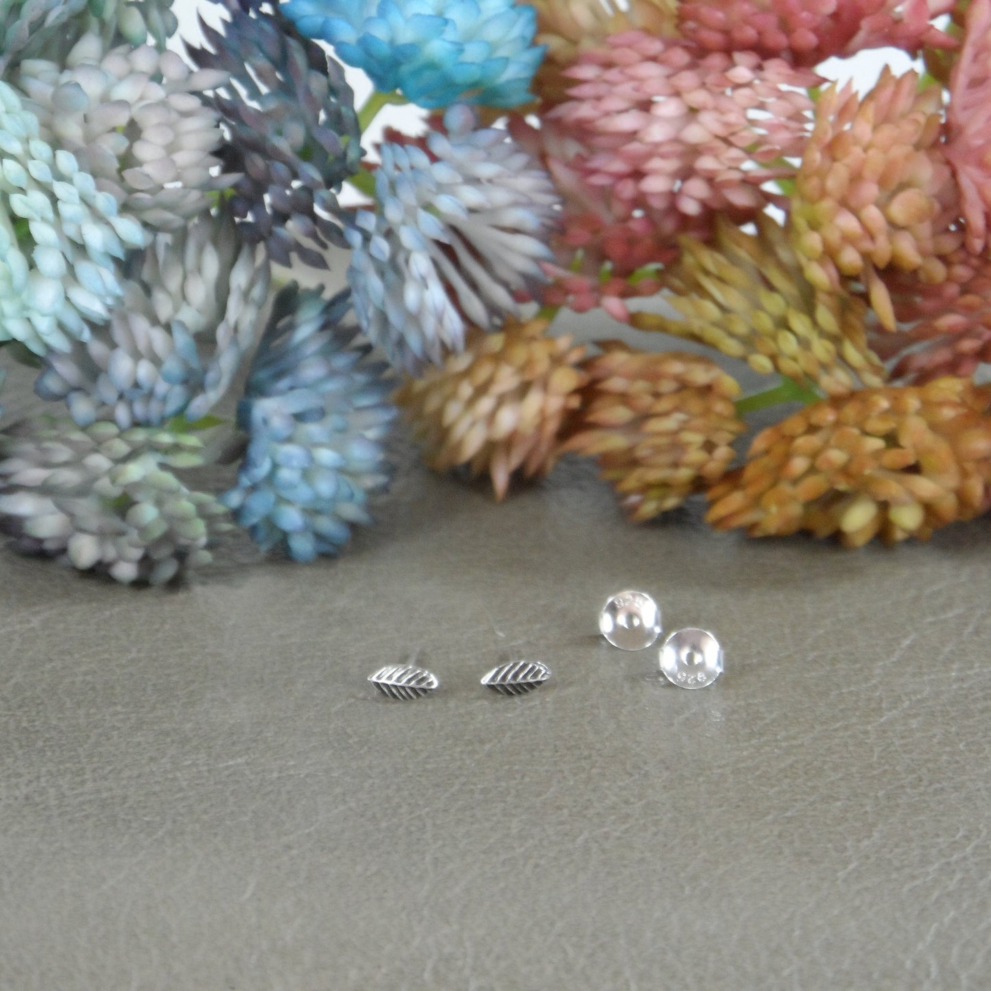 Tiny Leaf Studs in Sterling Silver, Tiny Leaf Earrings, Tiny Leaves Jewelry, Tiny Silver Studs, Cartilage Studs, Sterling Earrings