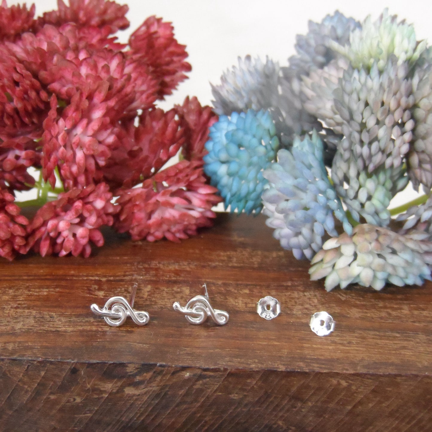 Tiny Treble Clef Earrings in Sterling Silver, Music Note Studs, Silver Stud, Multiple Piercings, Tiny Treble Studs, Sterling Earrings