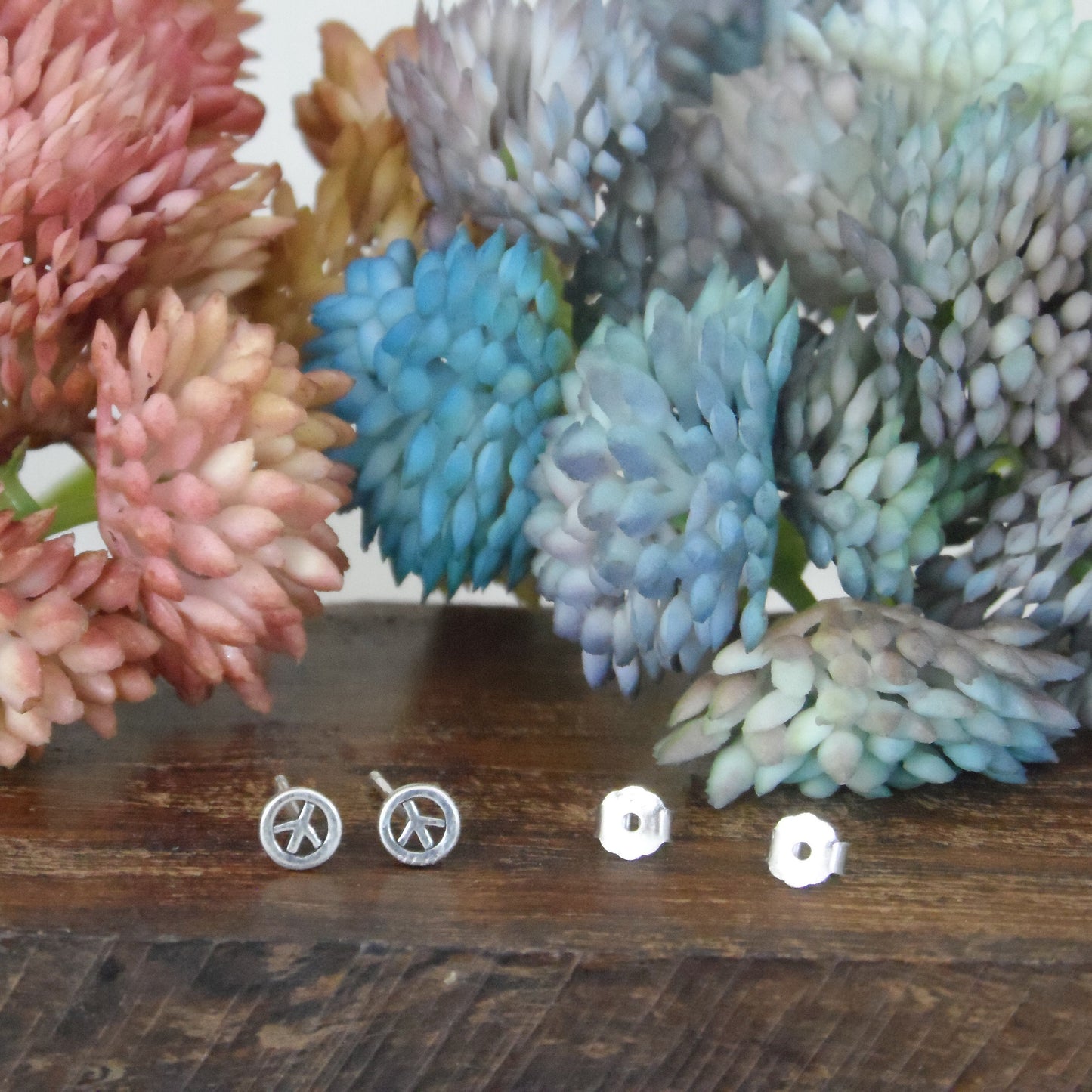 Tiny Peace Sign Tiny Sterling Silver Stud Earrings, Peace Sign Studs, Tiny Earrings, Tiny Studs, Cartilage Studs, Minimalist Earring