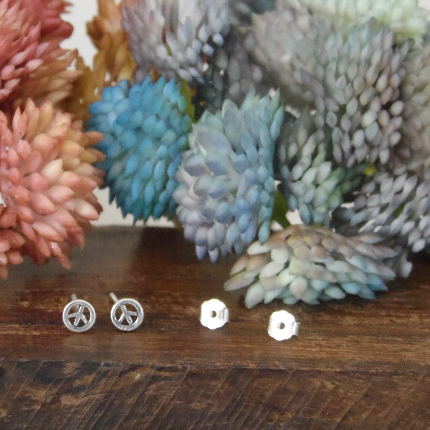 Tiny Peace Sign Tiny Sterling Silver Stud Earrings, Peace Sign Studs, Tiny Earrings, Tiny Studs, Cartilage Studs, Minimalist Earring