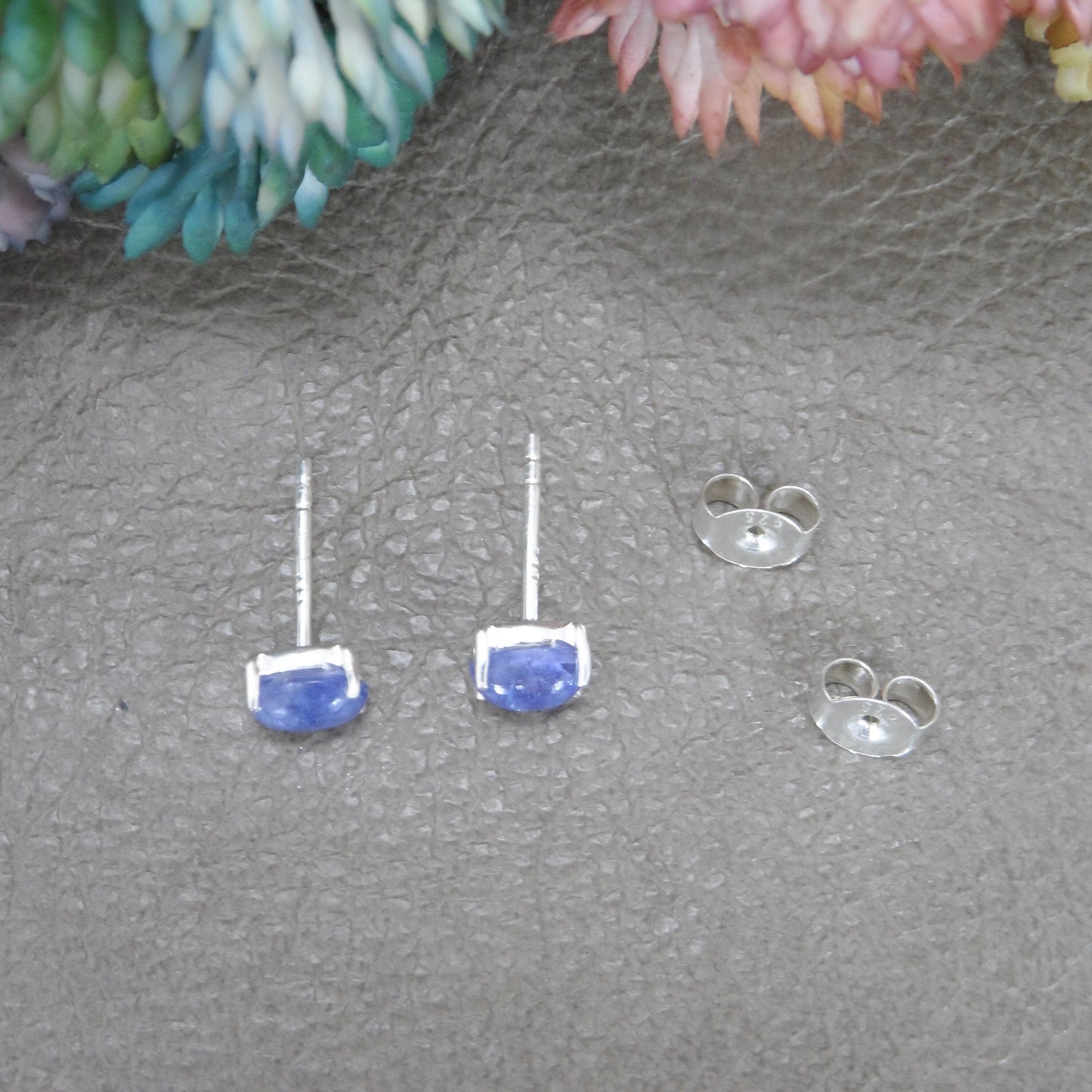 Tanzanite Earrings in Sterling Silver, Genuine Tanzanite Earrings, Purple Gemstone Studs, Gift for Her, Dainty Earrings, Girls Earrings