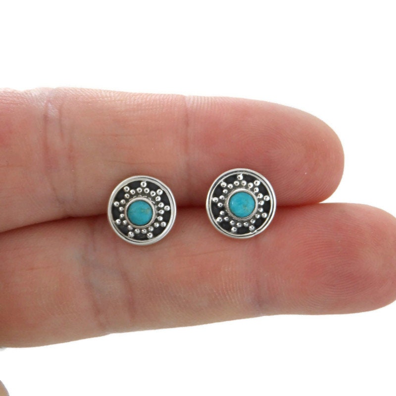 Turquoise Earrings in Sterling Silver, Turquoise Earrings, Minimalist Earrings, Western Earrings, Southwest Jewelry, Gift for Her