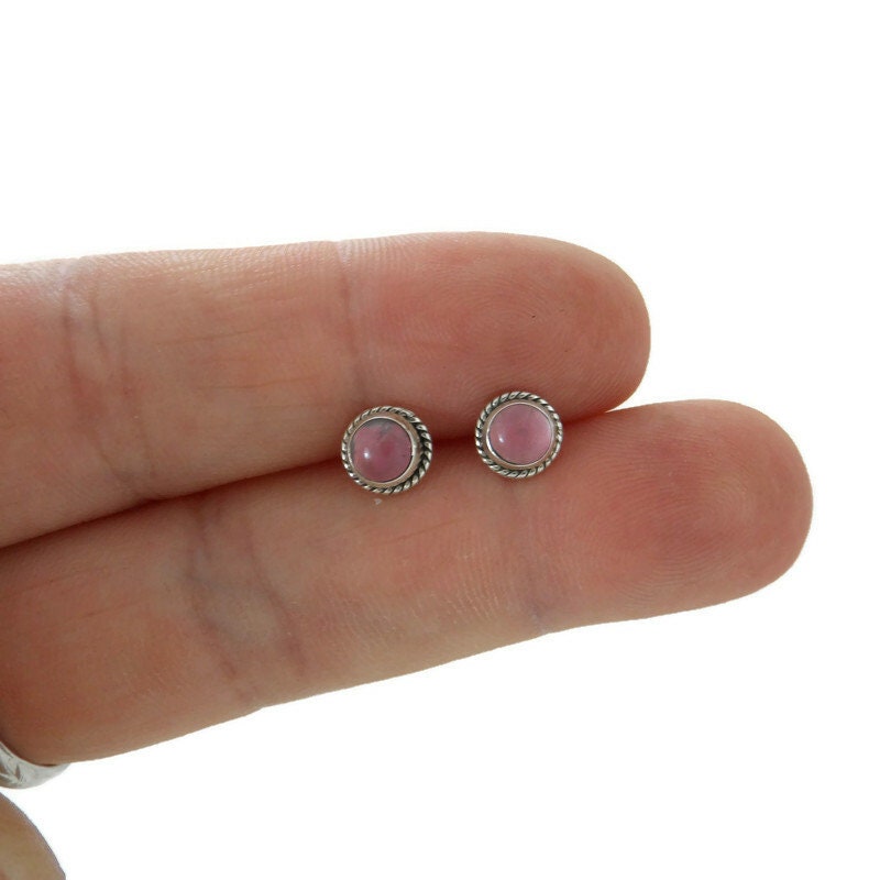 Pink Rose Quartz Earrings in Sterling Silve