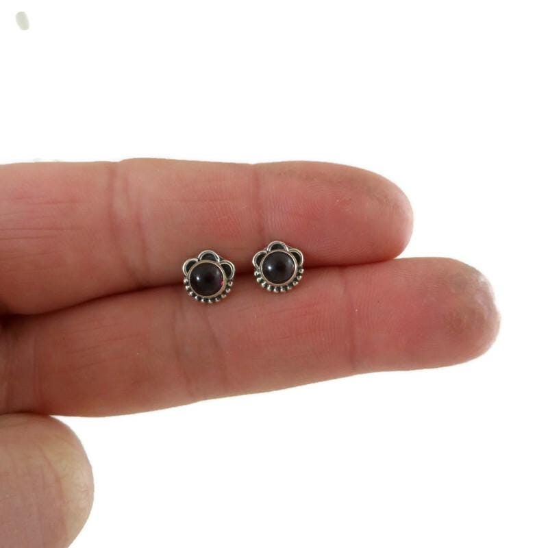 Garnet 7mm Earrings in Sterling Silver,Garnet Earrings, GarnetSilver Studs, Garnet Jewelry,Gemstone Studs,Gift for Her