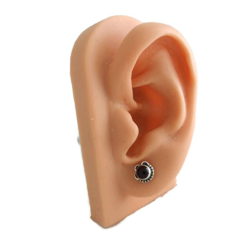 Garnet 7mm Earrings in Sterling Silver,Garnet Earrings, GarnetSilver Studs, Garnet Jewelry,Gemstone Studs,Gift for Her