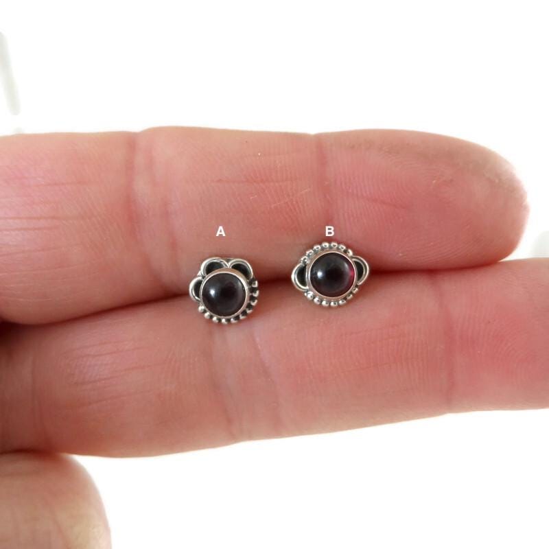 Garnet 7mm Earrings in Sterling Silver,Garnet Earrings, GarnetSilver Studs, Garnet Jewelry,Gemstone Studs,Gift for Her