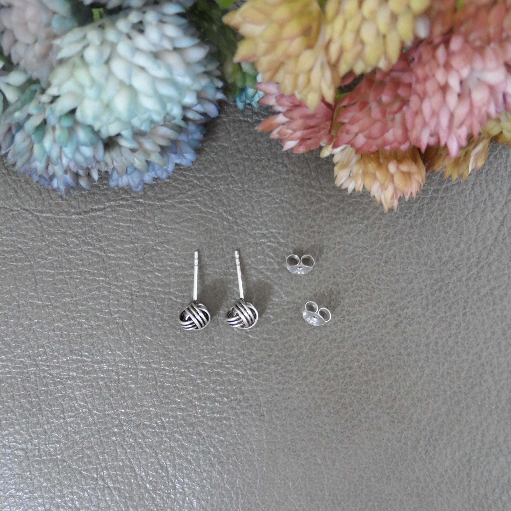 Knot Stud Earrings in Sterling Silver, Tiny Knot Earrings, Silver Knot Studs, 6mm Studs, Dainty Earrings,Minimalist Earrings,Silver Earrings
