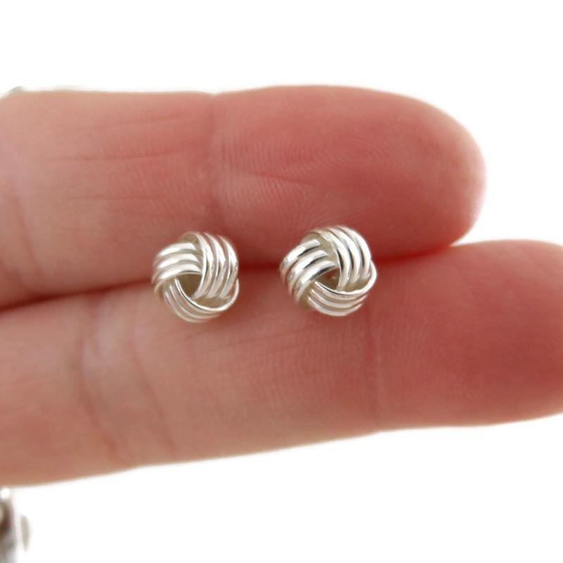 Large Knot Stud Earrings in Sterling Silver, Knot Earrings, Silver Knot Studs, 8mm Studs, Dainty Earrings,Minimalist Earrings,Silver Earring