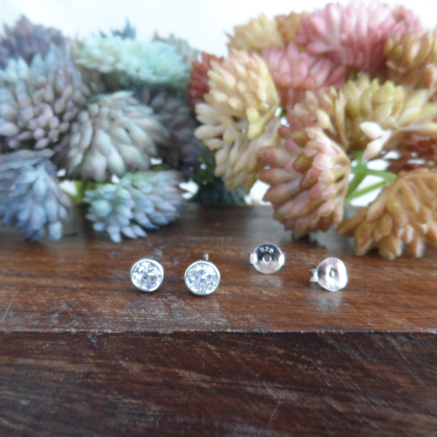 Tiny Crystal Earrings in Sterling Silver, Crystal Earrings, Cubic Zirconia Earring, Sterling Silver Earrings, Everyday Earrings