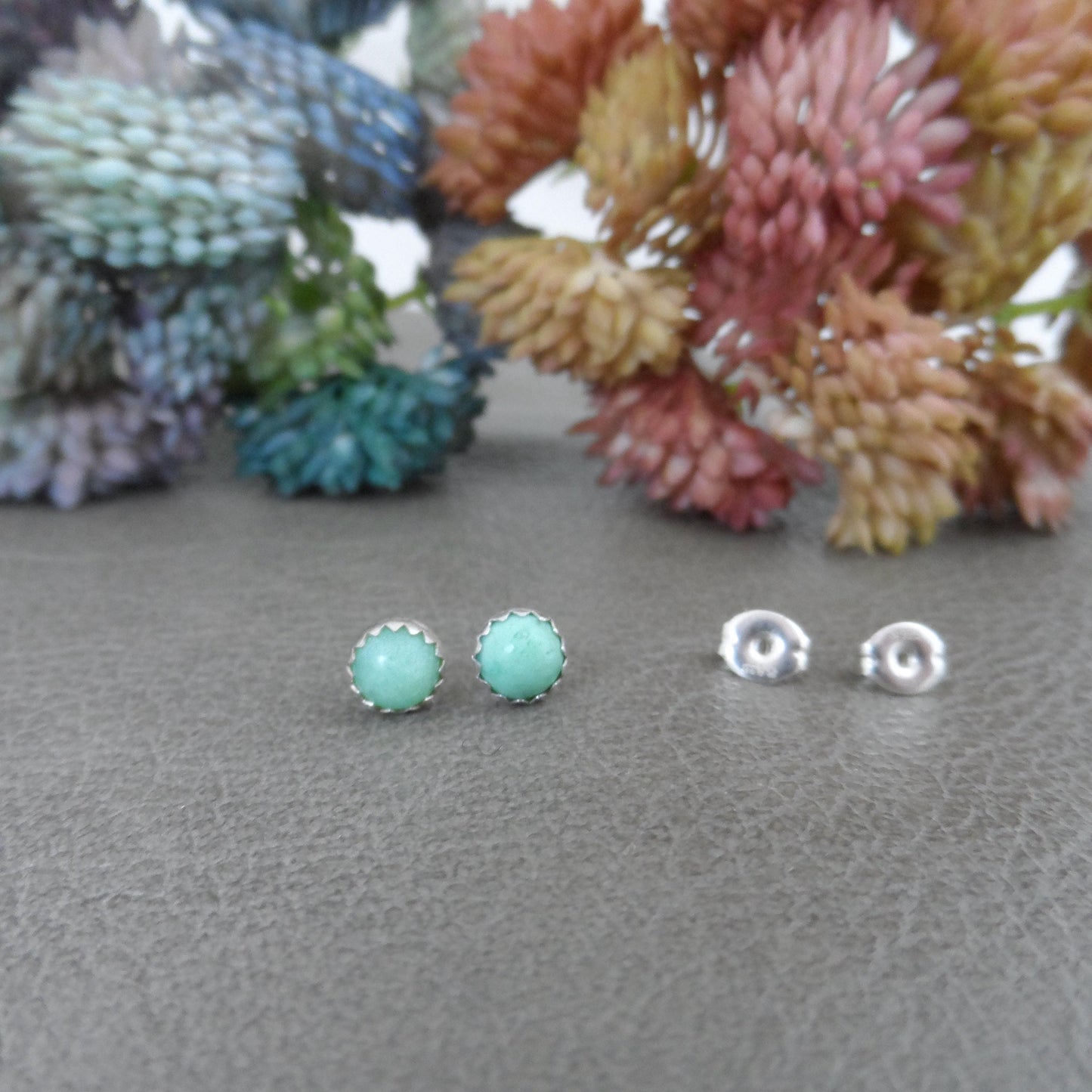 Chrysoprase Earrings in Sterling Silver, ChrysopraseEarrings, 5mm Earrings, Chrysoprase Jewelry, Green Gemstone, Gemstone Studs